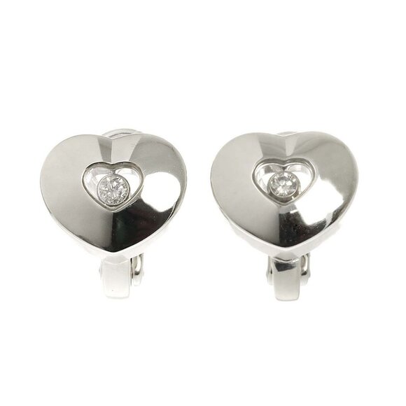 Chopard Happy Diamond Heart Earrings Clip on K18 WG 750 METAL 90282324 - Picture 1 of 9